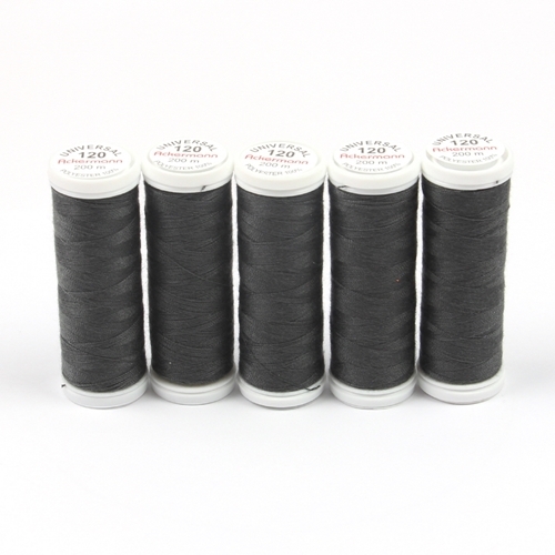 Ackermann Universal N�hgarn St�rke 120 - 5x 200 m, Farbe 0839 schwarz-grau