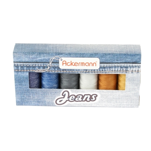 ACKERMANN Jeans Nhgarnset Farben Mix Strke 80, 6x 150m, Jeansgarn