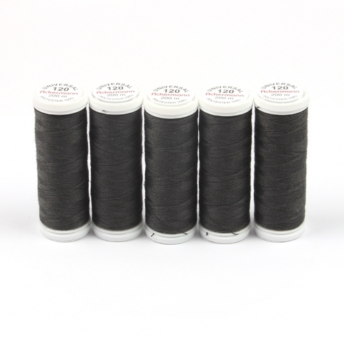 Ackermann Universal N�hgarn St�rke 120 - 5x 200 m, Farbe 0779 sehr dunkles grau