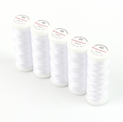 Ackermann Embroidery Stickgarn St�rke 40 - 5x 260 m, Farbe 2800 wei�
