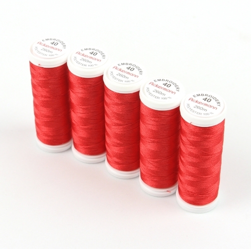 Ackermann Embroidery N�hgarn St�rke 40 - 5x 260 m, Farbe 2820 rot