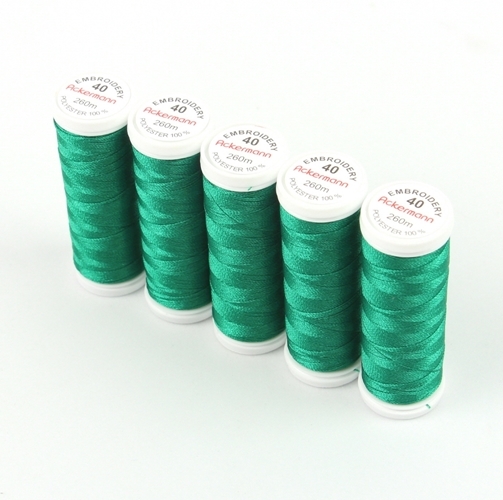 Ackermann Embroidery Stickgarn St�rke 40 - 5x 260 m, Farbe 2840 dunkelgr�n