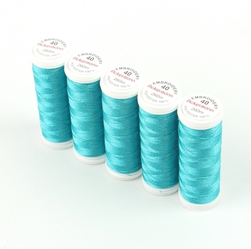 Ackermann Embroidery Stickgarn St�rke 40 - 5x 260 m, Farbe 2847 t�rkis