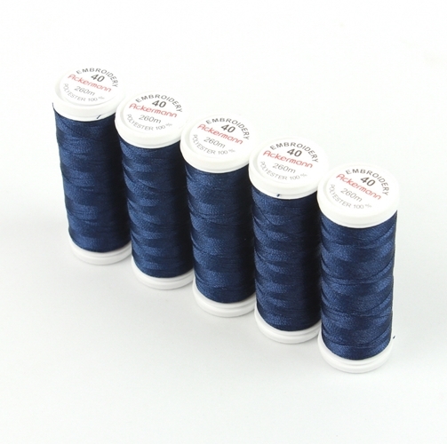 Ackermann Embroidery N�hgarn St�rke 40 - 5x 260 m, Farbe 2861 sehr dunkles marineblau
