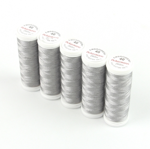 Ackermann Embroidery Stickgarn St�rke 40 - 5x 260 m, Farbe 2900 grau