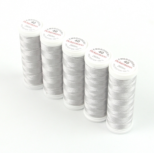 Ackermann Embroidery Stickgarn St�rke 40 - 5x 260 m, Farbe 2901 silber