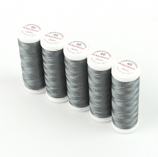 Ackermann Embroidery Stickgarn St�rke 40 - 5x 260 m, Farbe 2902 dunkelgrau