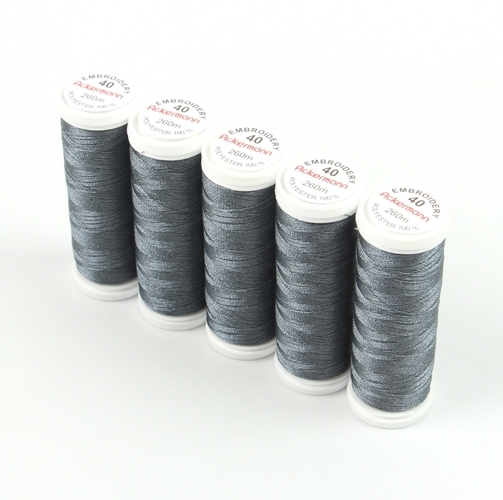 Ackermann Embroidery N�hgarn St�rke 40 - 5x 260 m, Farbe 2907 dunkelgrau