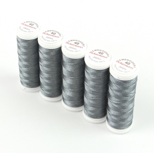 Ackermann Embroidery N�hgarn St�rke 40 - 5x 260 m, Farbe 2976 grau