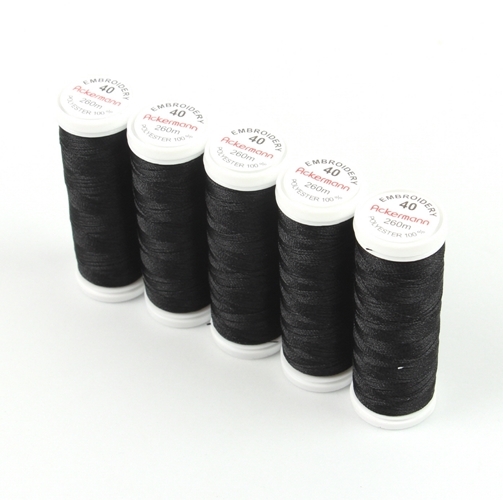 Ackermann Embroidery N�hgarn St�rke 40 - 5x 260 m, Farbe 2999 schwarz