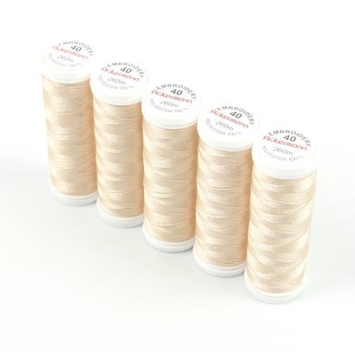 Ackermann Embroidery Stickgarn St�rke 40 - 5x 260 m, Farbe 3546 ecru